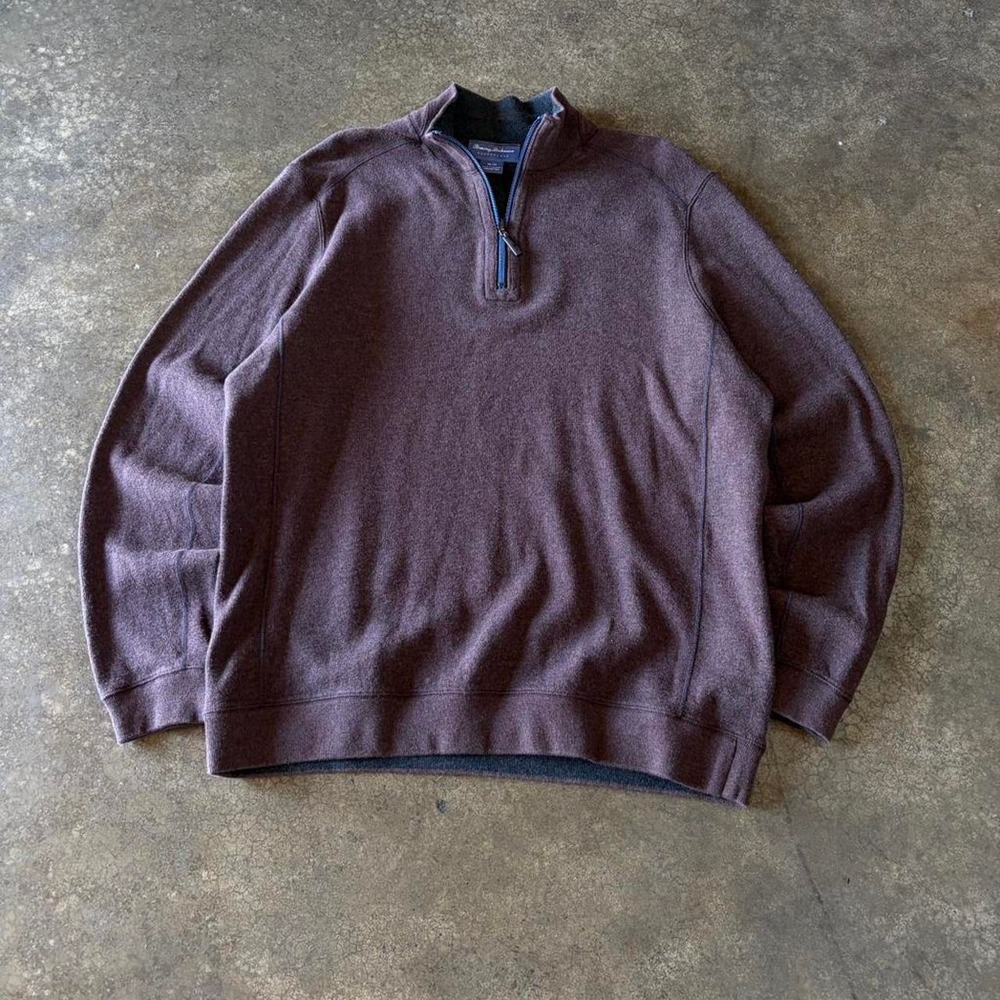 2000s tommy bahama brown quarter zip